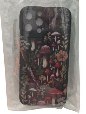 Mushroom Forest Floral Phone Case - Black & Red